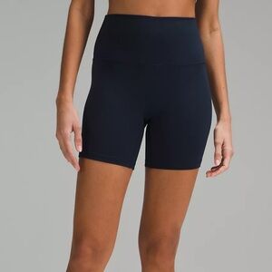 Lululemon Women's Navy Blue High-Waisted Shorts